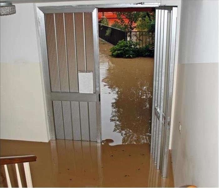 Flooded water, black water enters a home